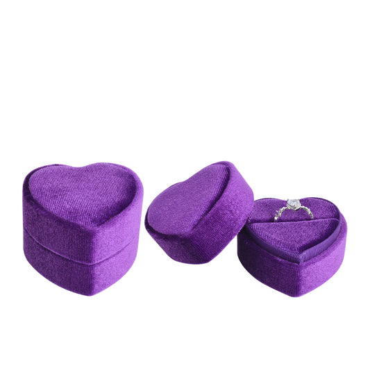 ring box - Purple Heart-Shaped Velvet Ring Box V10-R1 PUR open view
