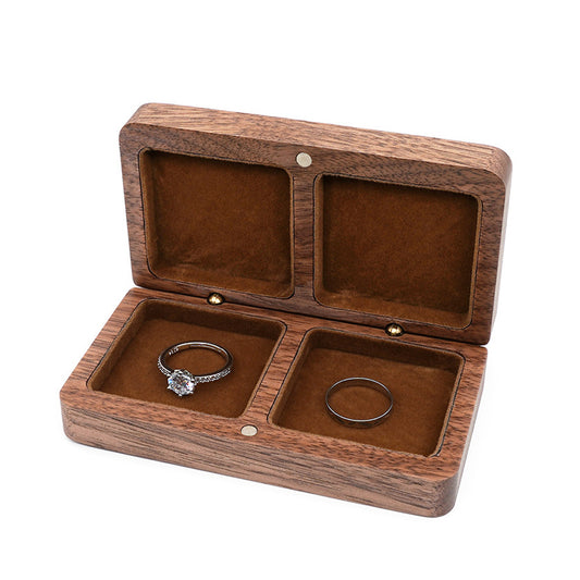 ring box - Wooden Box Ring Display W07DR-BR front view