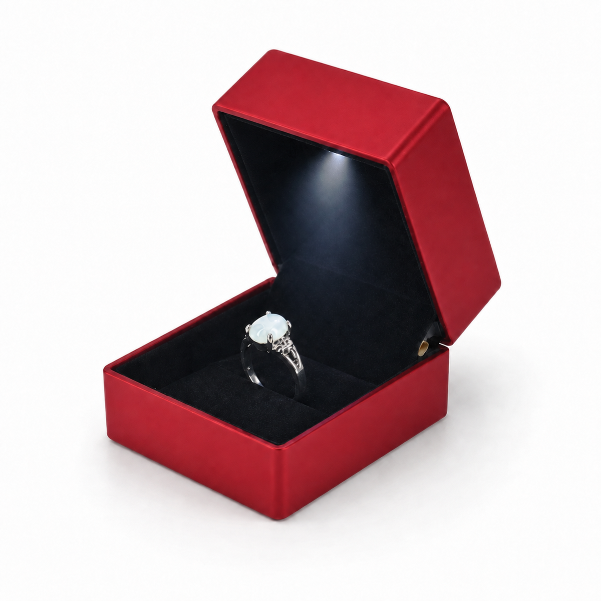 ring box - 12Pcs Red Black Plastic Velvet Ring Box LB56R2-R-12Pcs front view