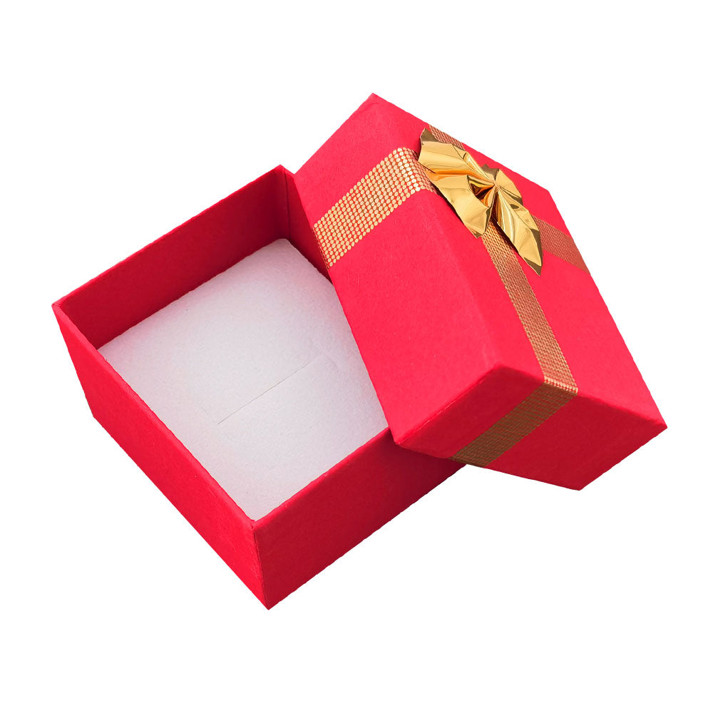 ring box - 24-Piece Red Ribbon Paper Ring Gift Boxes B0922-R front view
