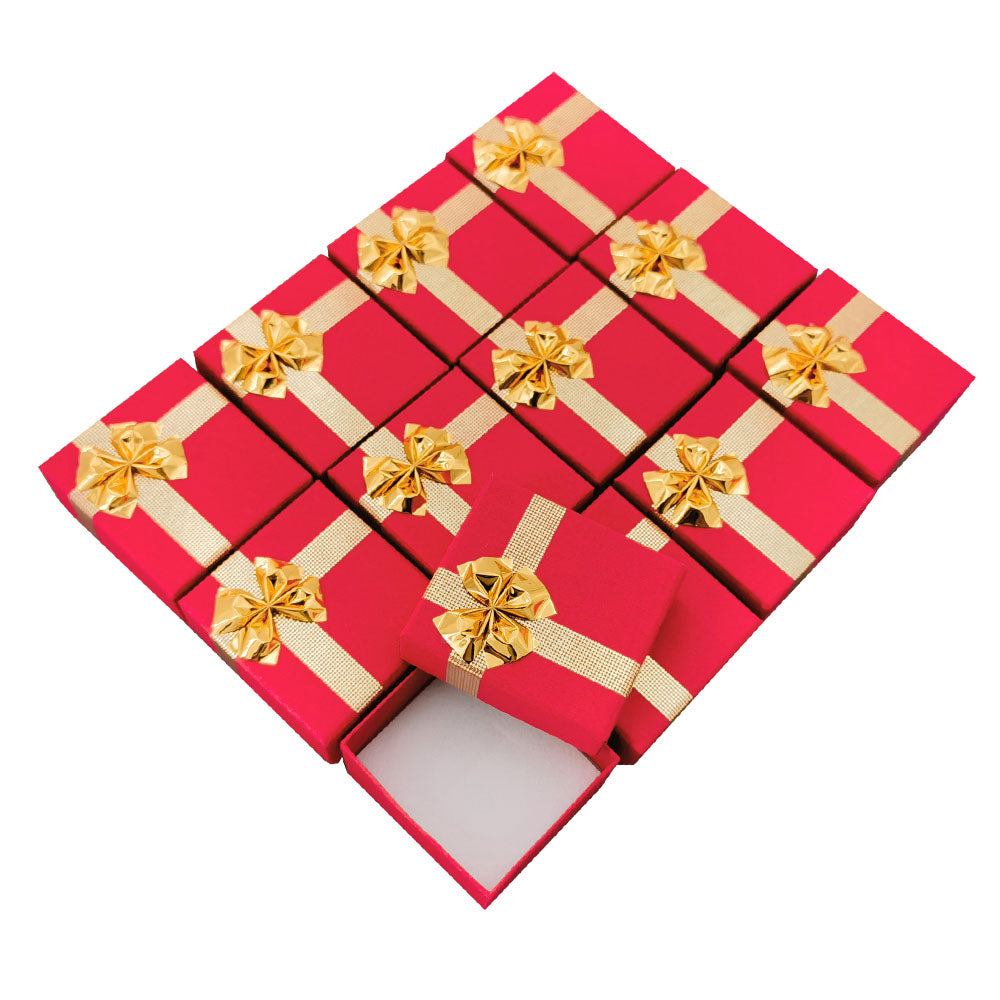 ring box - 24-Piece Red Ribbon Paper Ring Gift Boxes B0922-R side view