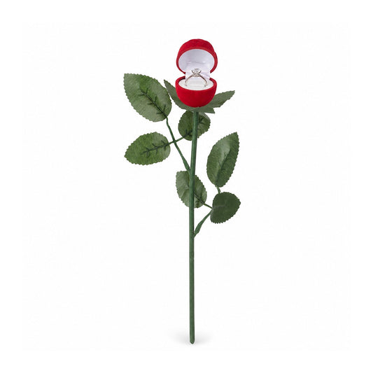 ring box - Red Rose Ring Boxes with Stems - 24 Pack F08-R2-R W front view