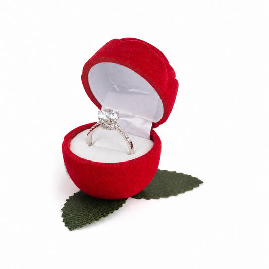 ring box - Red Rose Ring Boxes without Stems - 24 Pack F08-R1-R W front view