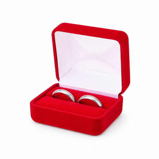 ring box - Red Velvet Double Ring Boxes - 12 Pack YR5-RD front view