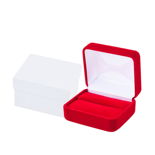 ring box - Red Velvet Double Ring Boxes - 12 Pack YR5-RD open view