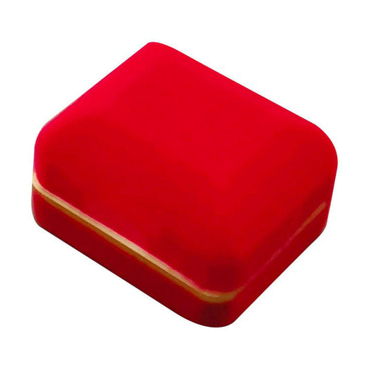 ring box - Red Velvet Double Ring Boxes with Gold Trim - 12 Pack SR5-RD open view