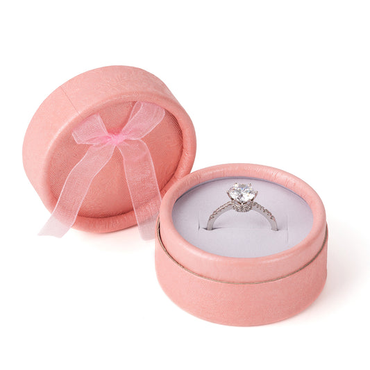 ring box - 30pcs Pink Cardboard Organza Ring Boxes B1422-P W P front view