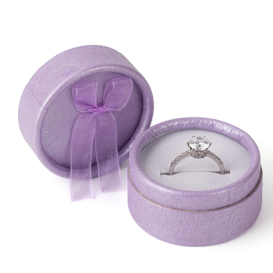 ring box - 30pcs Purple Cardboard Organza Ring Boxes B1422-PUR W PUR front view