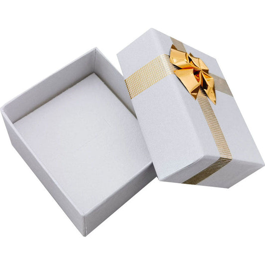 ring box - 24-Piece Silver Gray Ribbon Paper Ring Gift Boxes B0922-SL front view