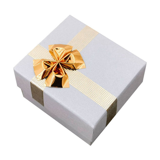 ring box - 24-Piece Silver Gray Ribbon Paper Ring Gift Boxes B0922-SL open view