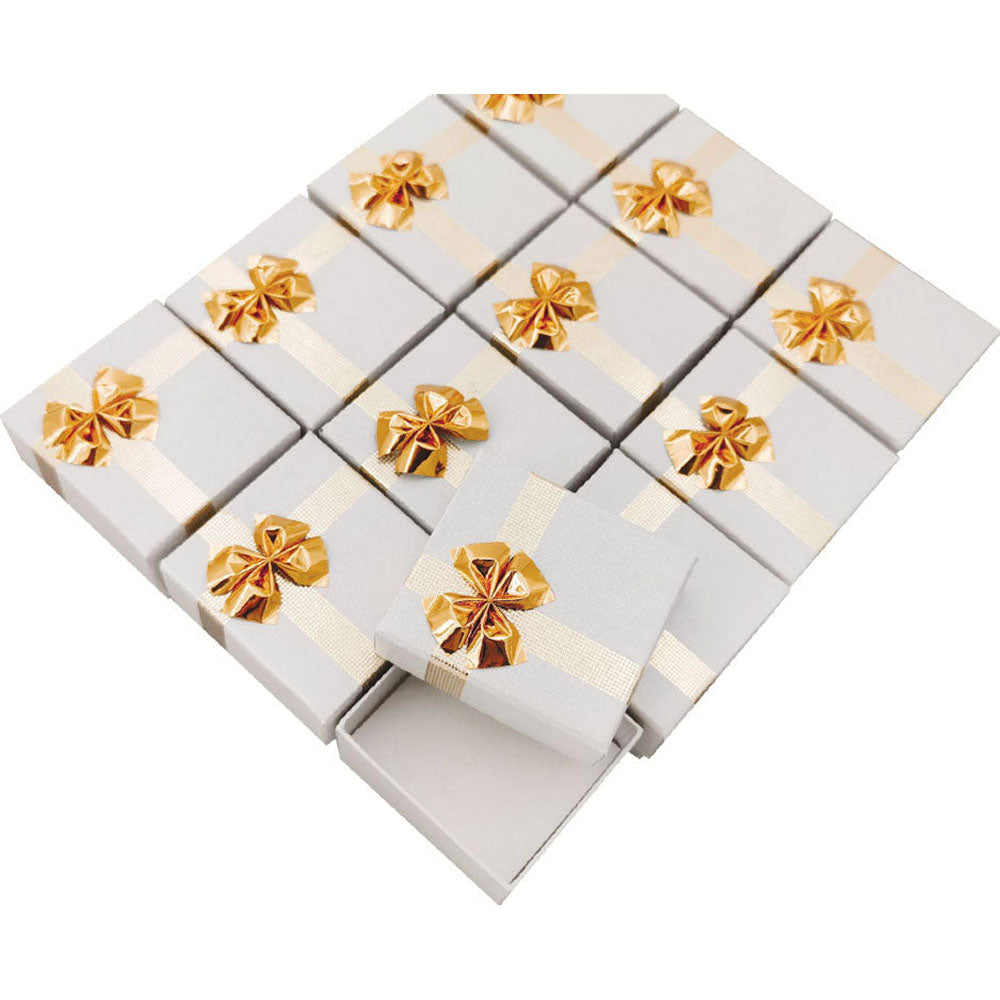 ring box - 24-Piece Silver Gray Ribbon Paper Ring Gift Boxes B0922-SL side view