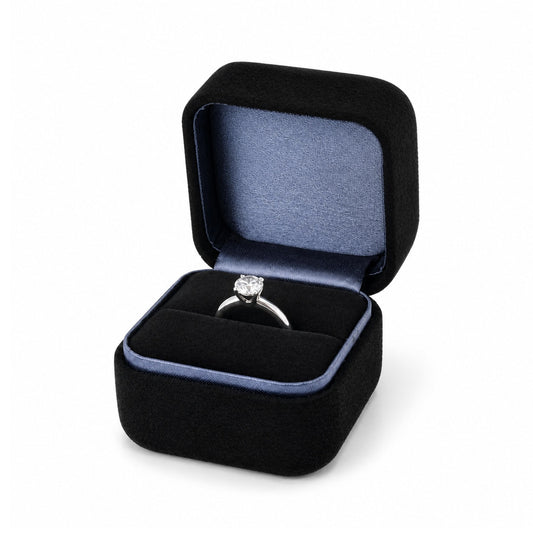 ring box - Small Black Metal Velvet Ring Boxes - 12 Pack V18-R1 BK B BK S front view