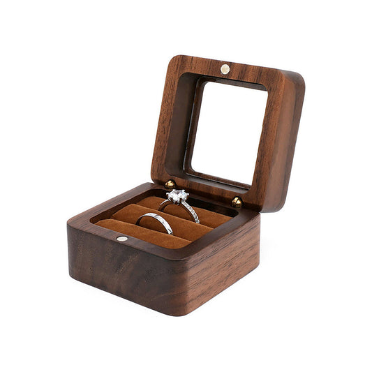 ring box - Wooden Ring Box W01DR2-BR front view