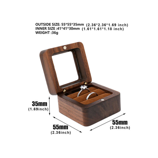 ring box - Wooden Ring Box W01DR2-BR open view
