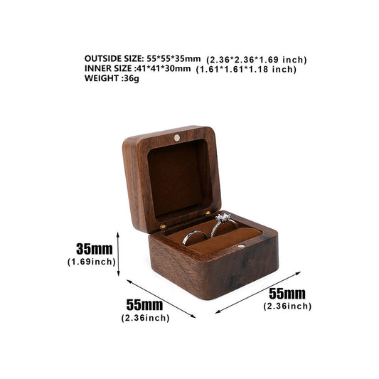 ring box - Brown Wooden Velvet Ring Box Boxes W01R1-BR open view