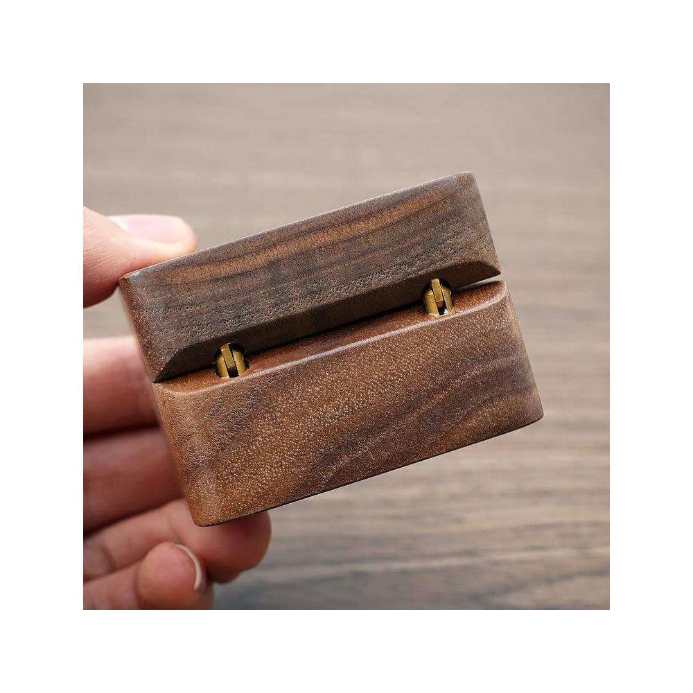 ring box - Brown Wooden Velvet Ring Box Boxes W01R1-BR side view