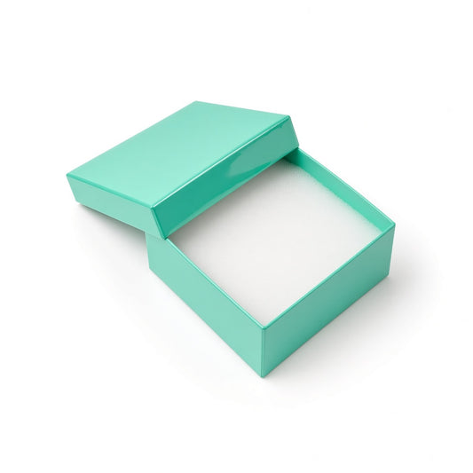 ring box - T Blue Glossy Compact Ring Cotton-Filled Jewelry Box 100-Piece Pack BX2834TG front view