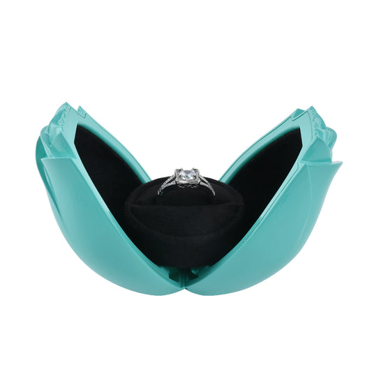 ring box - Turquoise Rose Ring Box front view