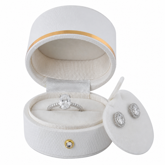 ring box - 6pcs White Ring Boxes L022R-W front view