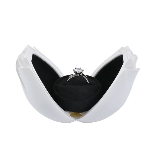 ring box - White Rose Ring Box front view