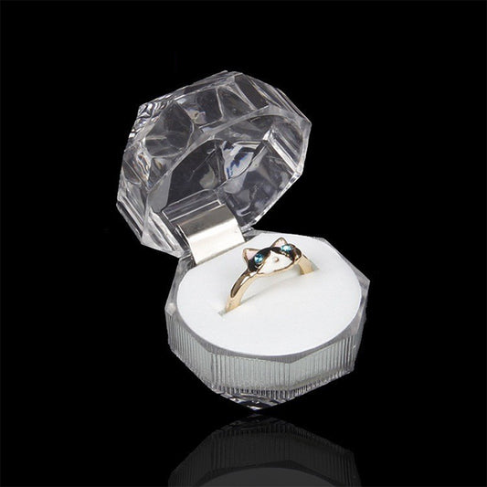 ring box - White Transparent Acrylic Ring Box front view