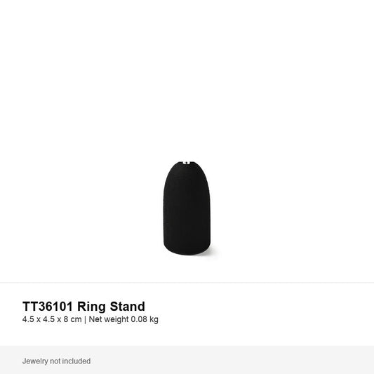 ring display - Black Microfiber Ring Display Stand C03006 front view