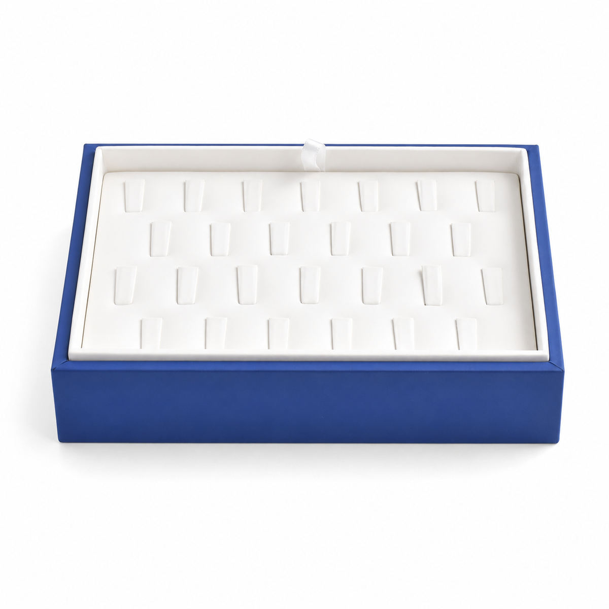 ring display - 26 Blue White Ring Display Tray T046R26-W side view