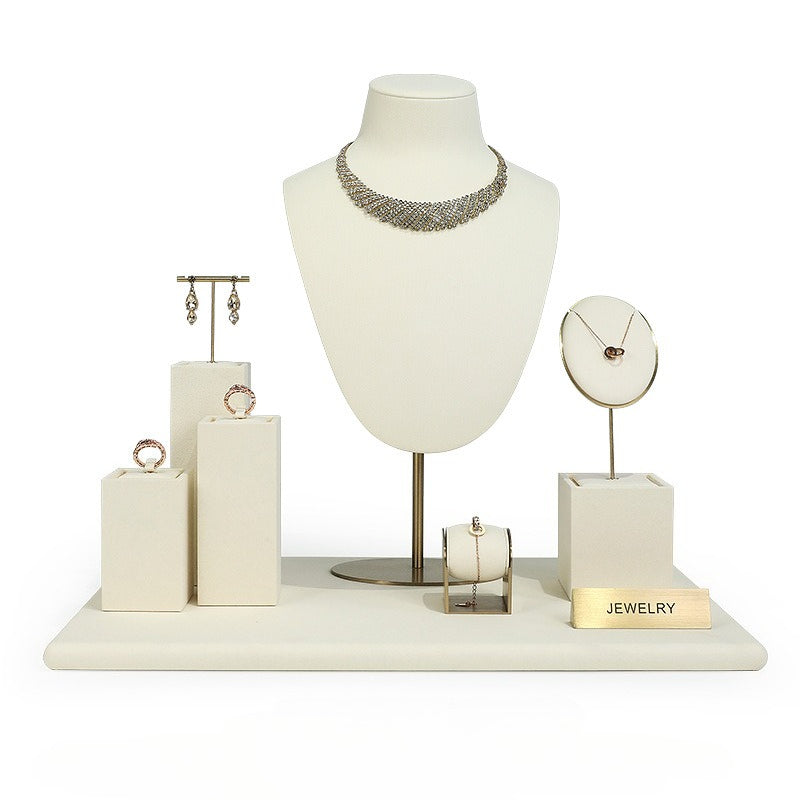 ring display and earring display - Beige Gold Velvet Metal Display Stand Ring Earring C02771 product view 19