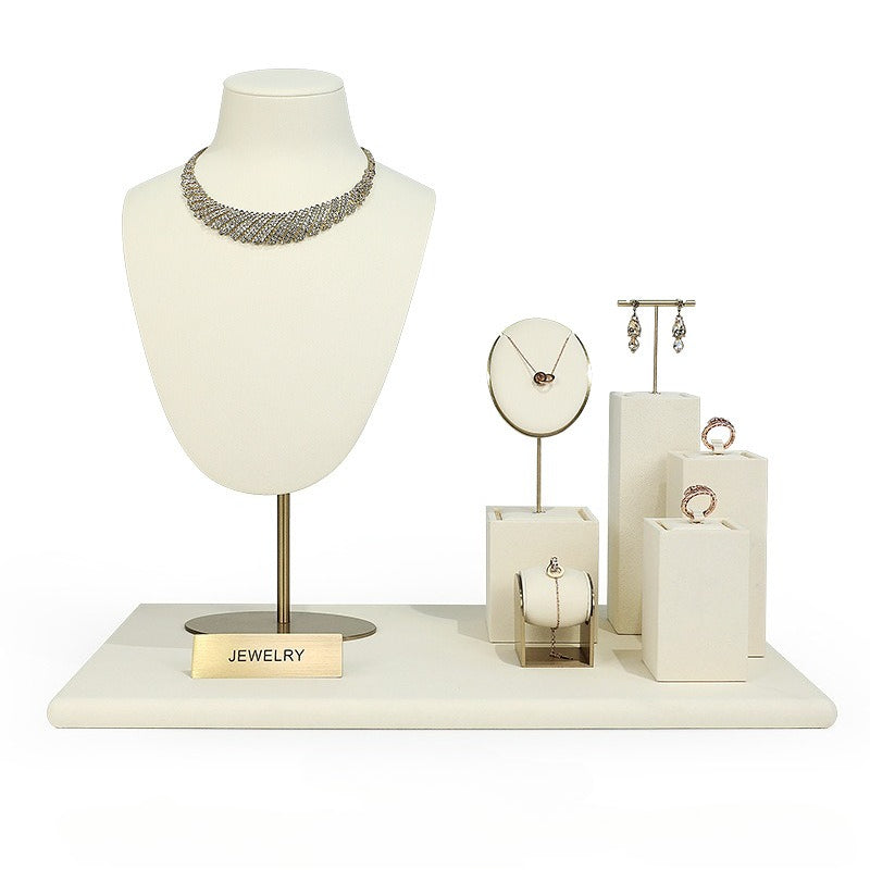 ring display and earring display - Beige Gold Velvet Metal Display Stand Ring Earring C02771 product view 21