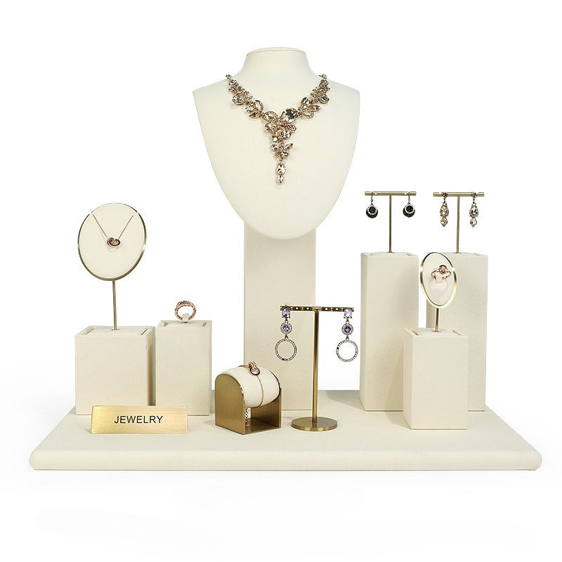 ring display and earring display - Beige Gold Velvet Metal Display Stand Ring Earring C02771 product view 23