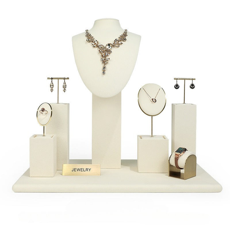 ring display and earring display - Beige Gold Velvet Metal Display Stand Ring Earring C02771 product view 24