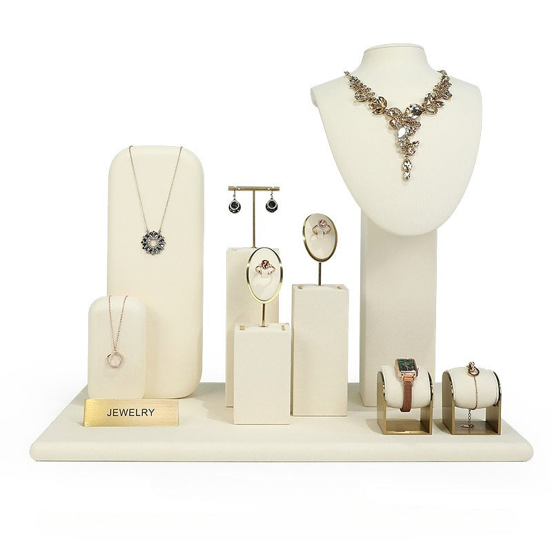 ring display and earring display - Beige Gold Velvet Metal Display Stand Ring Earring C02771 product view 25