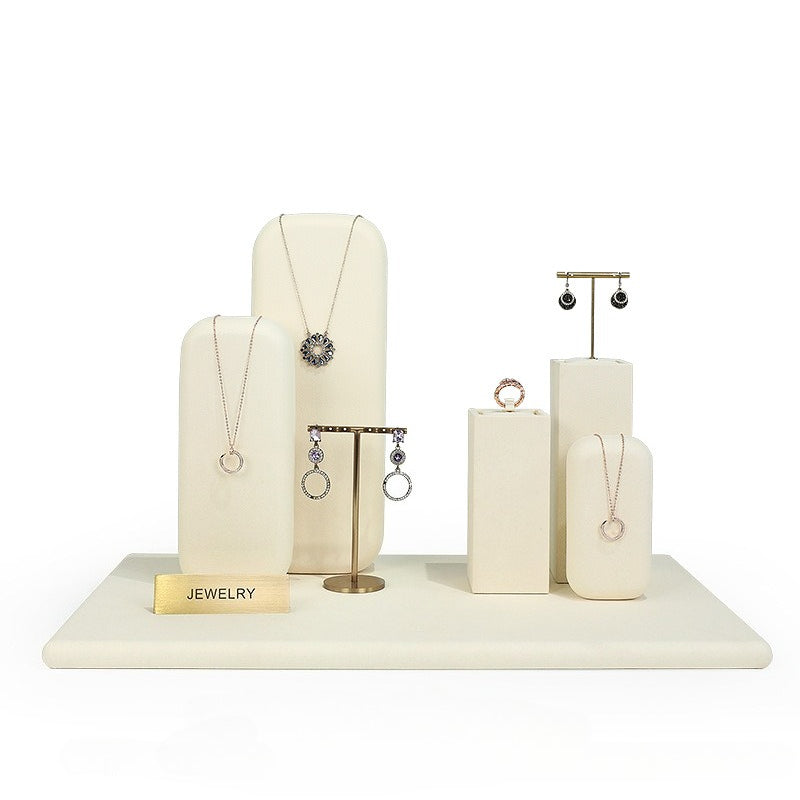 ring display and earring display - Beige Gold Velvet Metal Display Stand Ring Earring C02771 product view 26