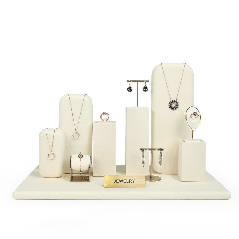 ring display and earring display - Beige Gold Velvet Metal Display Stand Ring Earring C02771 product view 27