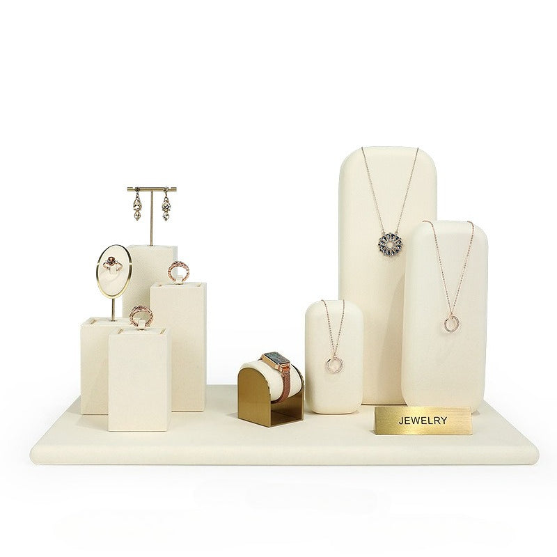 ring display and earring display - Beige Gold Velvet Metal Display Stand Ring Earring C02771 product view 28