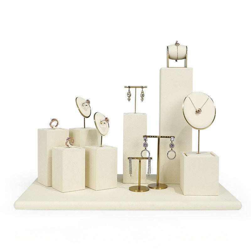 ring display and earring display - Beige Gold Velvet Metal Display Stand Ring Earring C02771 product view 29