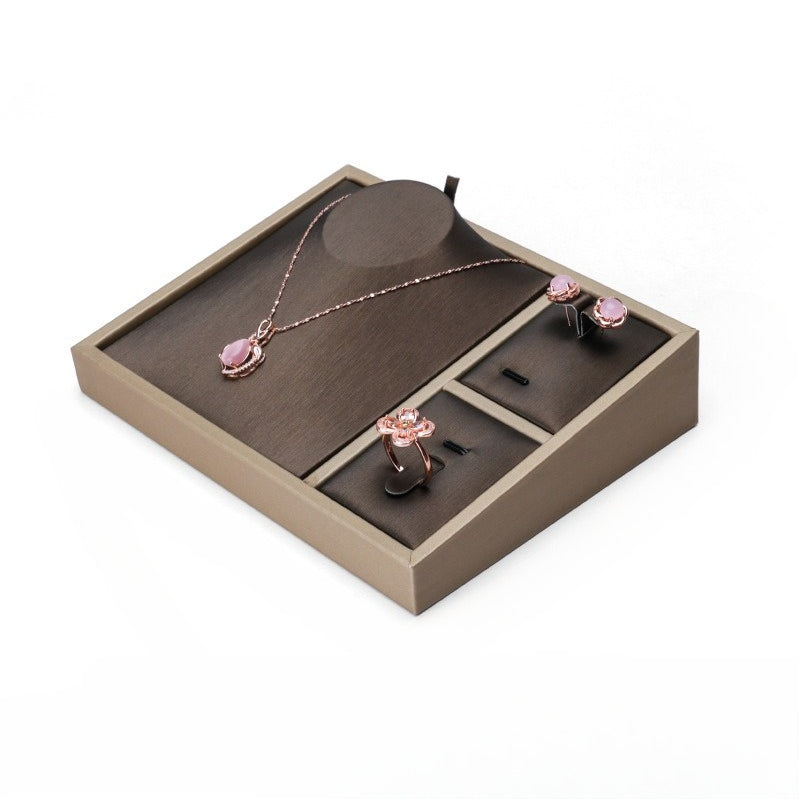 ring display and earring display - Black Beige PU Leather Display Stand Ring Earring C02800 product view 07