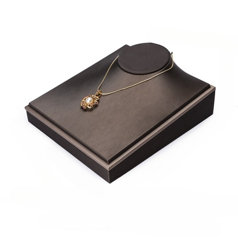 ring display and earring display - Black Beige PU Leather Display Stand Ring Earring C02800 detail view