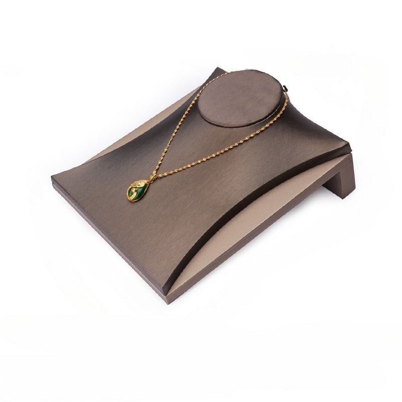 ring display and earring display - Black Beige PU Leather Display Stand Ring Earring C02800 side view