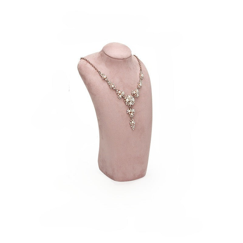 ring display and earring display - Pink White Velvet Display Stand Ring Earring C02693 open view