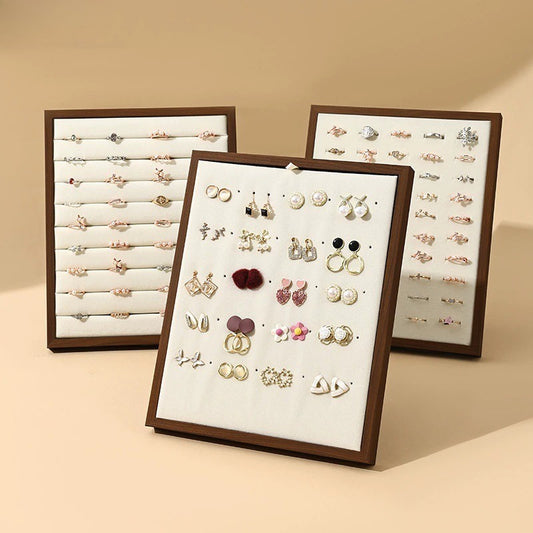 ring display and earring display and sterling silver jewelry - Black Ring Earrings Display Stand front view