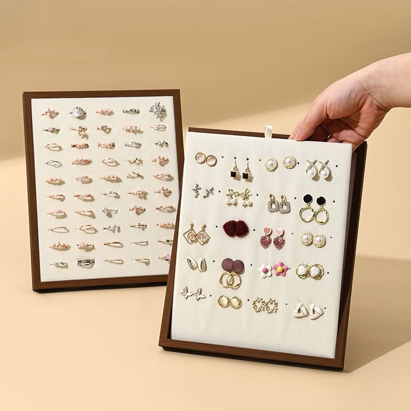 ring display and earring display and sterling silver jewelry - Black Ring Earrings Display Stand side view