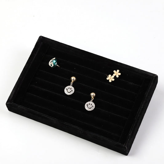 ring display and earring display - Velvet Ring Earring Tray Display front view