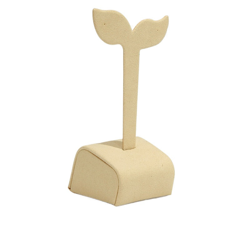 ring display and necklace display - Beige Gold Microfiber Display Stand Ring Necklace C00920 product view 12
