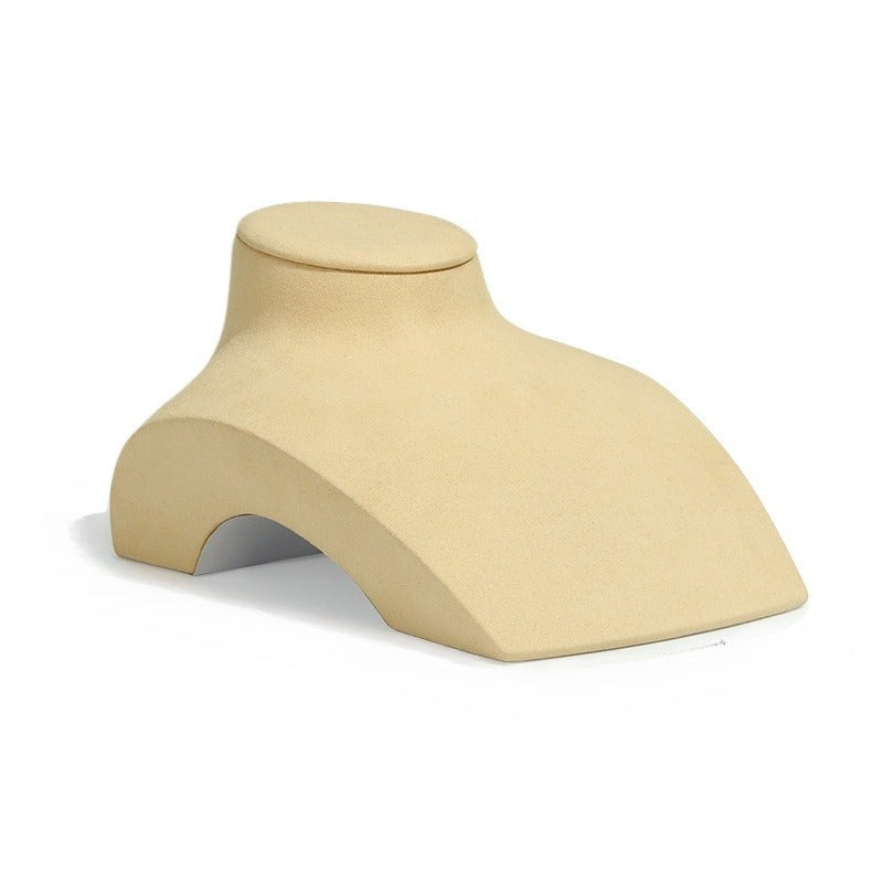 ring display and necklace display - Beige Gold Microfiber Display Stand Ring Necklace C00920 open view