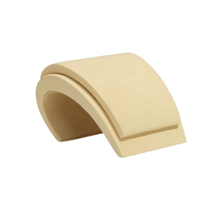 ring display and necklace display - Beige Gold Microfiber Display Stand Ring Necklace C00920 side view