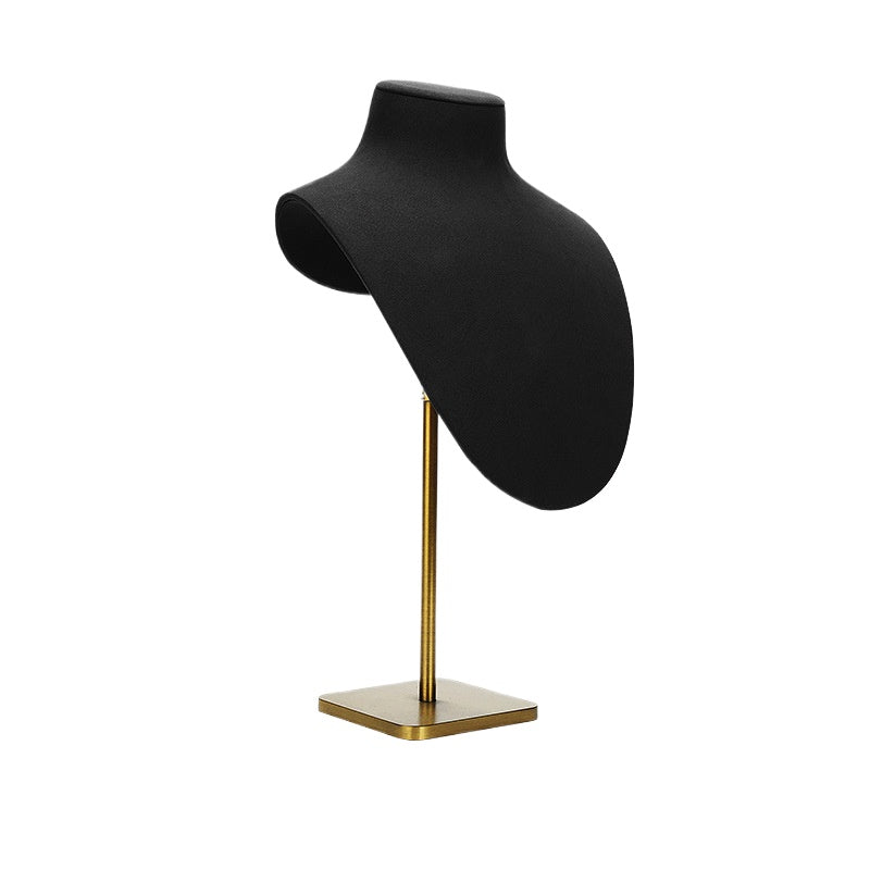 ring display and necklace display - Black Microfiber Display Stand Necklace Ring C02296 open view