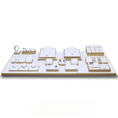 ring display and necklace display - Gold White Display Necklace Ring Stand C00713 detail view