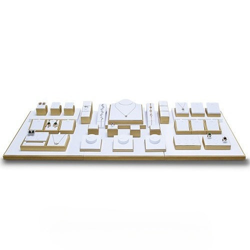 ring display and necklace display - Gold White Display Necklace Ring Stand C00713 product view 07