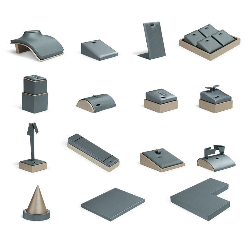 ring display and necklace display - Gray Necklace Ring Stand Display C01024 front view